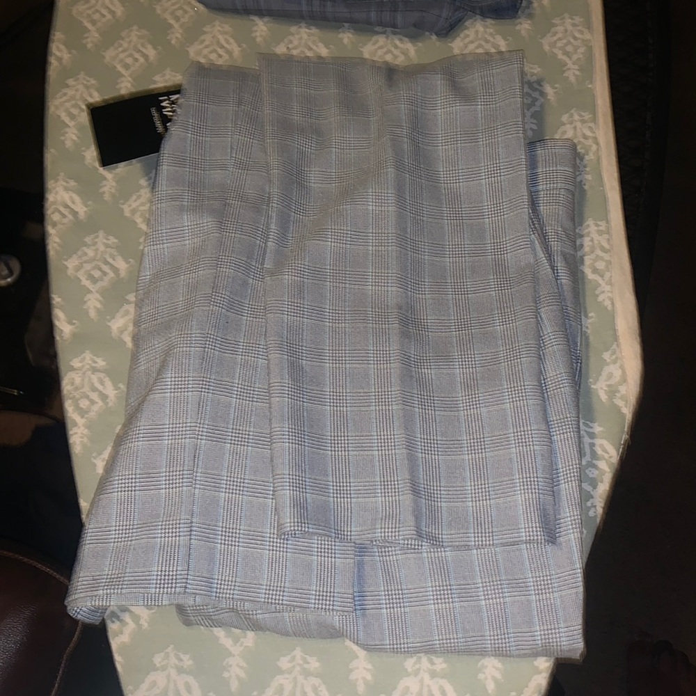 Skinny gray check suit trousers